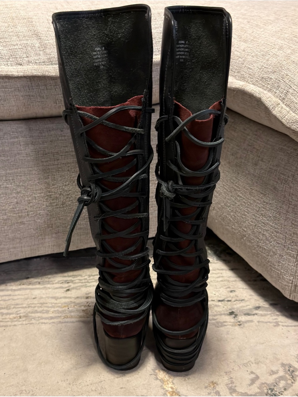 Freebird by Steven Black Over-the-Knee Leather Boots with Wrap Strap - Picture 6 of 10